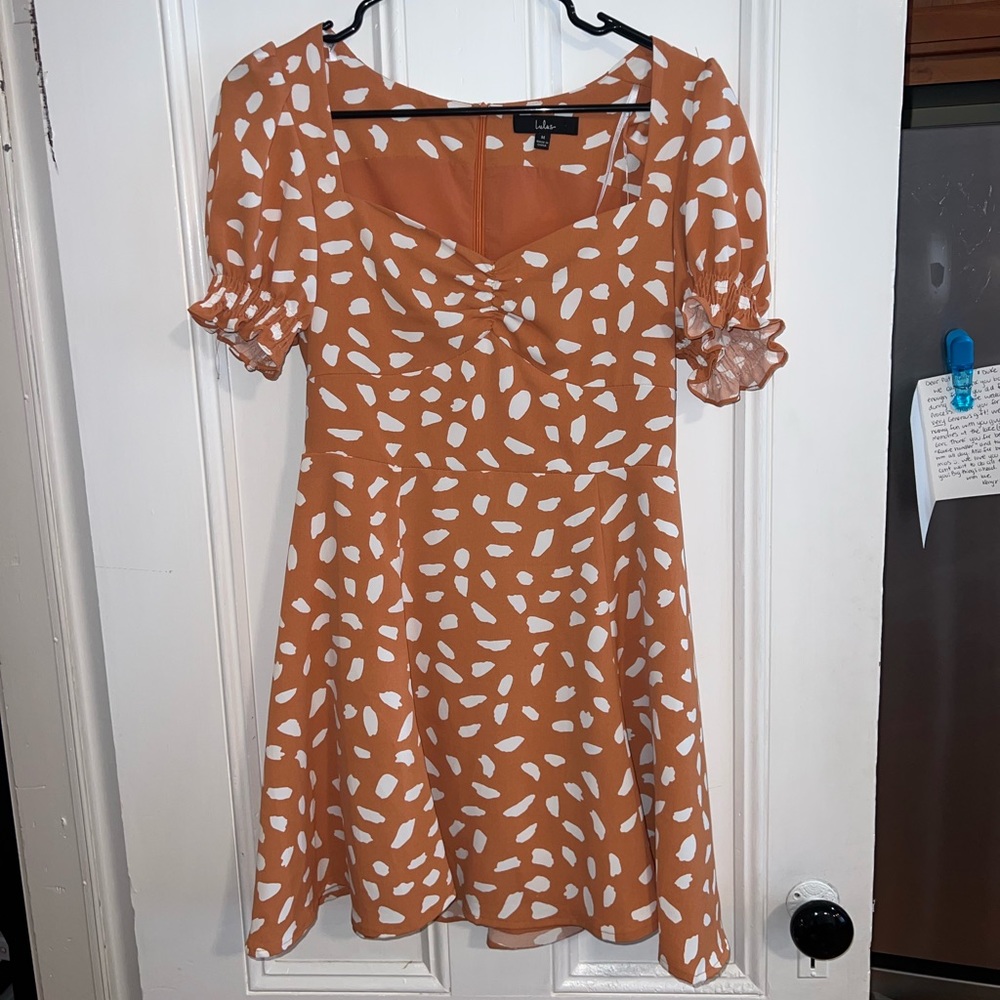 Oh My Darlin' Orange Print Puff Sleeve Mini Dress